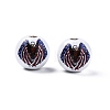 Independence Day Theme Printed Wooden Beads WOOD-D006-08-2