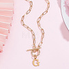 304 Stainless Steel Letter Pendant Necklaces NJEW-LP0001-52G-G-3