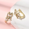 Leaf Brass Micro Pave Clear Cubic Zirconia Hoop Earrings EJEW-H180-29G-2