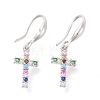 Brass Micro Pave Cubic Zirconia Dangle Earrings EJEW-F233-02P-1