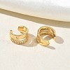 Two-layer C-Shaped Brass Micro Pave Clear Cubic Zirconia Cuff Earrings EJEW-L316-01G-04-3