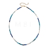3.5MM Faceted Round Natural Apatite & Kyanite and Potato Natural Pearl Beaded Necklaces with 304 Stainless Steel End Chains NJEW-JN05974-01-3