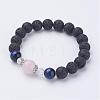 Natural Lava Rock Stretch Bracelets BJEW-JB03172-2