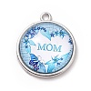 Mother's Day Theme Alloy Glass Pendants FIND-A014-02D-1