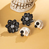 Flower with Skull Acrylic & Plastic Pearl Dangle Stud Earrings FS-WG9B583-01-2