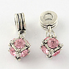 Large Hole Cube Alloy Rhinestone European Dangle Charms MPDL-S086-M-2