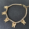 Alloy Crystal Rhinestone Butterfly Charm Anklets for Women WG69D38-01-1