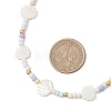Summer Beach Natural White Shell and Glass Seed Beaded Necklaces NJEW-JN05855-01-3