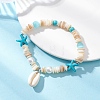 Natural Shell & Synthetic Turquoise Beads Charm Bracelets BJEW-TA00699-1