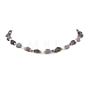 Raw Rough Natural Tanzanite & Faceted Rondelle Dyed Purple Malaysia Jade & Pearl Beaded Necklaces for Women NJEW-JN06589-2