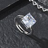 Brass & Clear Cubic Zirconia Finger Rings CU-CBA7E55-13P-1