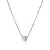 Heart-shaped 304 Stainless Steel Pave Clear Cubic Zirconia Pendant Cable Chain Necklaces for Women FS0820-2-1