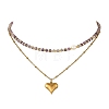 304 Stainless Steel Pendant Double Layer Necklaces NJEW-JN06643-02-2