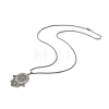 304 Stainless Steel Hollow Religion Hamsa Hand Pendant Necklaces NJEW-M086-01P-2