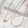 Brass Enamel Red Heart Pendant Double Layer Necklaces XJ8967-3-2