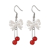 Bowknot ABS Plastic Imitation Pearl Dangle Earrings EJEW-JE06767-2