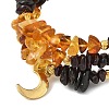 Natural Amber & Garnet Chip Beaded Wrap Bracelets BJEW-JB14310-3