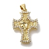 Cross Rack Plating Brass Micro Pave Clear Cubic Zirconia Pendant KK-U019-19G-1