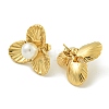 Flower Ion Plating(IP) 304 Stainless Steel Stud Earrings EJEW-G400-18G-1