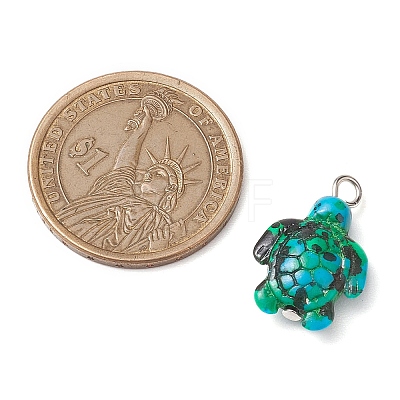 6Pcs 6 Color Dyed Synthetic Turquoise Sea Animal Pendants PALLOY-JF02725-1