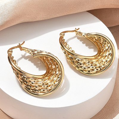 Multilayer Twist 201 Stainless Steel Hoop Earrings EJEW-D354-01G-1