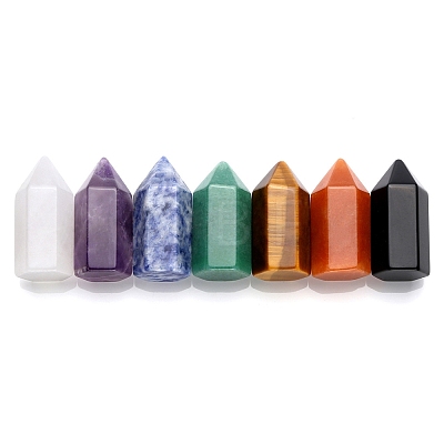 Point Tower Natural Gemstone Hexagonal Prism Chakra Healing Stone Wands PW-WG40392-01-1