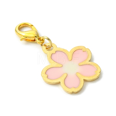 10Pcs 5 Styles Flower Alloy Enamel Pendant Decorations HJEW-JM02750-1