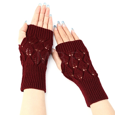 Warm Knitted Acrylic Fiber Half Sleeve Gloves PW-WGFF8D0-07-1