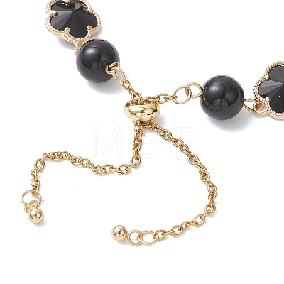 Glass & Natuarl Obsidian Slider Bracelets BJEW-JB12898-03-1