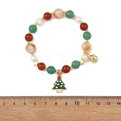 Alloy Enamel Christmas Tree Charm Bracelets BJEW-TA00754-1