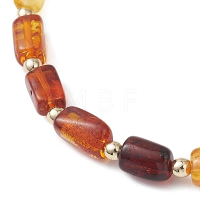 Rectangle Gradient Color Natural Amber Beads Stretch Bracekets BJEW-JB12766-1