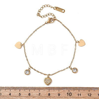 304 Stainless Steel Micro Pave Clear Cubic Zirconia Charm Bracelets BJEW-K297-03B-G-1