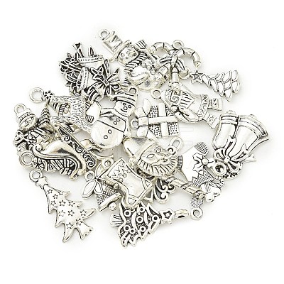 20Pcs Christmas Theme Tibetan Style Alloy Pendants FIND-U010-14-1