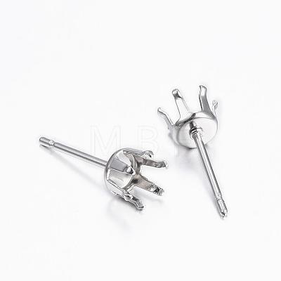 Tarnish Resistant 304 Stainless Steel Stud Earring Settings STAS-H376-97-1