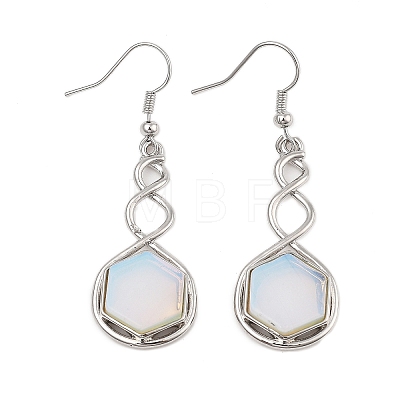 Hexagon Opalite Dangle Earrings EJEW-K298-01P-06-1