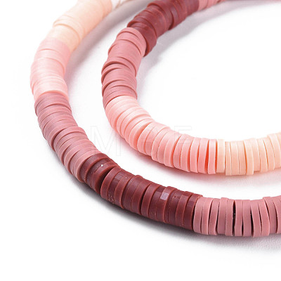 Fixed 5 Color Handmade Polymer Clay Bead Strands CLAY-S096-029L-1
