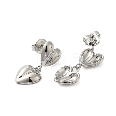 304 Stainless Steel Heart Stud Earrings for Women EJEW-U020-23P-1