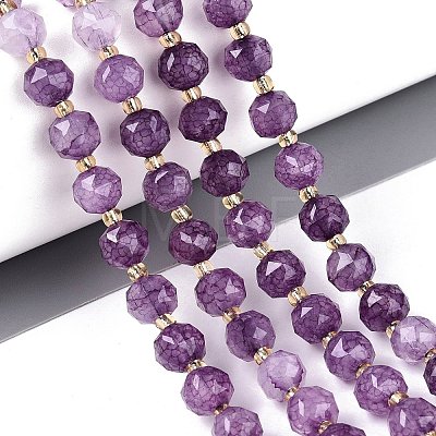 Ombre Effect Dyed Transparent Crackle Glass Beads Strands GLAA-Q111-8MM-03-1