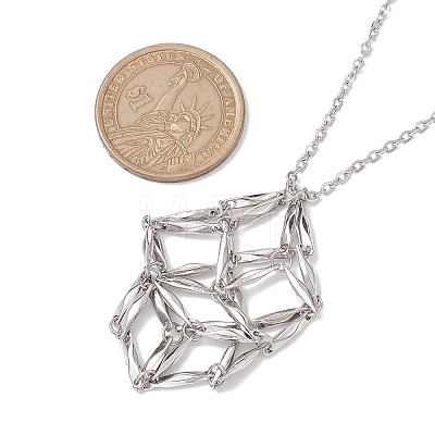 Crystal Stone Cage Pendant Necklaces NJEW-JN04757-04-1