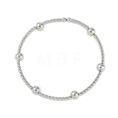 Brass Micro Pave Clear Cubic Zirconia Chain Bracelets for Women BJEW-M047-02P-1