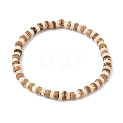 5MM Natural Coconut & Synthetic Turquoise Heishi Beads Stretch Bracelets BJEW-JB14418-1
