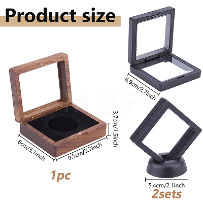 1Pc Rectangle Wood Visible Window Commemorative Coin Magnetic Boxes CON-DC0001-25-1