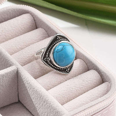 Synthetic Turquoise Adjustable Rings G-P560-03AS-11-1