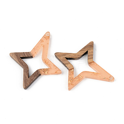 Transparent Resin & Walnut Wood Pendants LS-RESI-S389-020A-B04-1