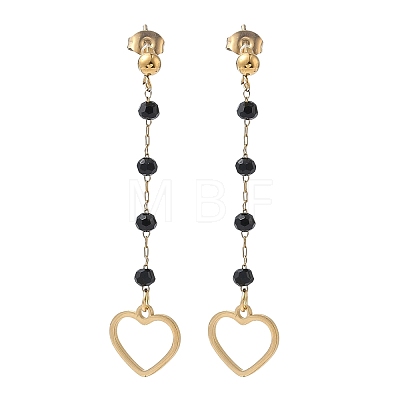 304 Stainless Steel Glass Tassel Stud Earrings EJEW-G453-05G-02-1