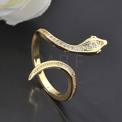 Brass Micro Pave Clear Cubic Zirconia Cuff Rings ZIRC-M117-02G-1