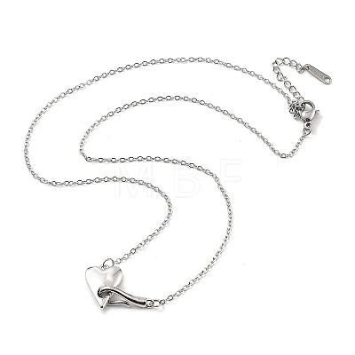 Heart 304 Stainless Steel Pendant Necklaces for Women NJEW-D288-01P-1