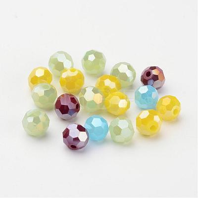 Faceted Round Electroplate Glass Beads X-EGLA-R017-6mm-M-1