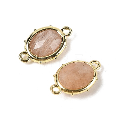 Natural Sunstone Faceted Oval Connector Charms G-I382-04G-03-1