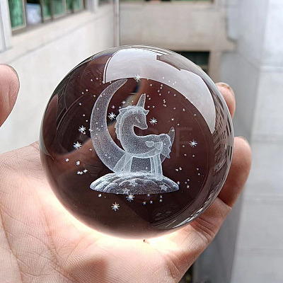 Inner Carving Glass Crystal Ball Diaplay Decoration PW-WGF6175-22-1